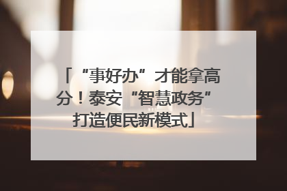 “事好办”才能拿高分！泰安“智慧政务”打造便民新模式