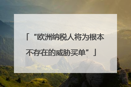 “欧洲纳税人将为根本不存在的威胁买单”