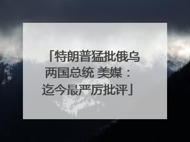 特朗普猛批俄乌两国总统 美媒：迄今最严厉批评