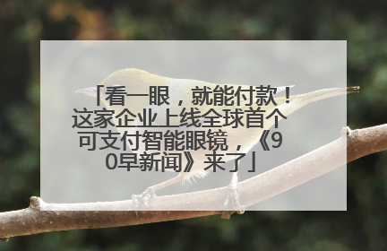 看一眼，就能付款！这家企业上线全球首个可支付智能眼镜，《90早新闻》来了