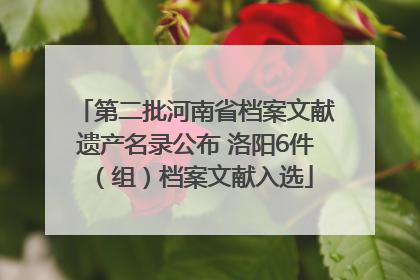 第二批河南省档案文献遗产名录公布 洛阳6件（组）档案文献入选