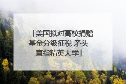 美国拟对高校捐赠基金分级征税 矛头直指精英大学