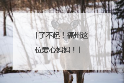 了不起！福州这位爱心妈妈！