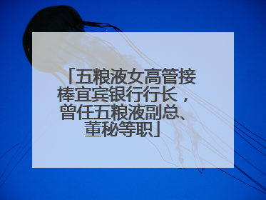 五粮液女高管接棒宜宾银行行长，曾任五粮液副总、董秘等职