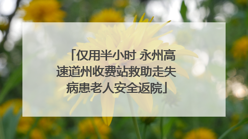 仅用半小时 永州高速道州收费站救助走失病患老人安全返院