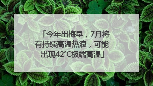 今年出梅早，7月将有持续高温热浪，可能出现42℃极端高温