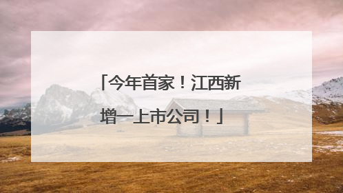 今年首家！江西新增一上市公司！
