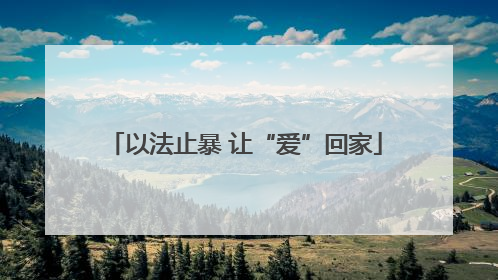 以法止暴 让“爱”回家