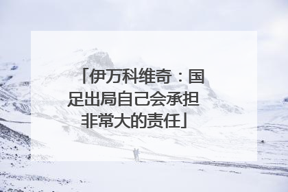 伊万科维奇：国足出局自己会承担非常大的责任