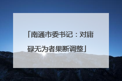 南通市委书记：对庸碌无为者果断调整