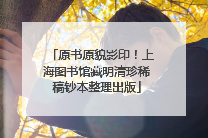原书原貌影印！上海图书馆藏明清珍稀稿钞本整理出版