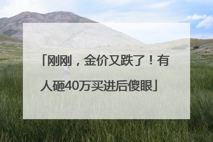 刚刚，金价又跌了！有人砸40万买进后傻眼