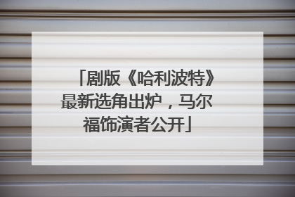 剧版《哈利波特》最新选角出炉，马尔福饰演者公开