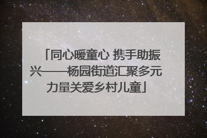 同心暖童心 携手助振兴——杨园街道汇聚多元力量关爱乡村儿童