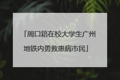 周口籍在校大学生广州地铁内勇救患病市民