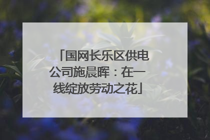 国网长乐区供电公司施晨晖：在一线绽放劳动之花