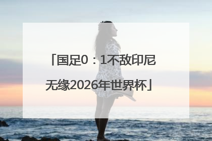 国足0：1不敌印尼 无缘2026年世界杯