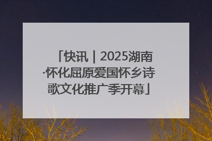 快讯｜2025湖南·怀化屈原爱国怀乡诗歌文化推广季开幕
