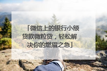微信上的银行小额贷款微粒贷，轻松解决你的燃眉之急