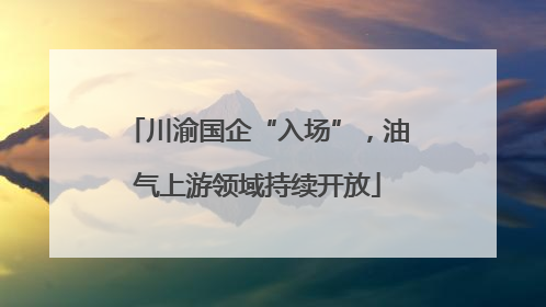 川渝国企“入场”，油气上游领域持续开放