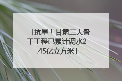 抗旱！甘肃三大骨干工程已累计调水2.45亿立方米