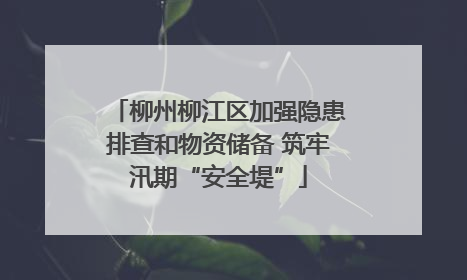 柳州柳江区加强隐患排查和物资储备 筑牢汛期“安全堤”