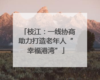 枝江：一线协商助力打造老年人“幸福港湾”