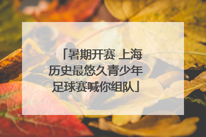 暑期开赛 上海历史最悠久青少年足球赛喊你组队