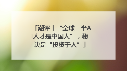 潮评丨“全球一半AI人才是中国人”，秘诀是“投资于人”