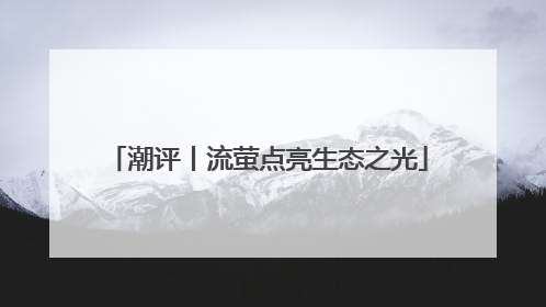 潮评丨流萤点亮生态之光