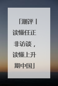 潮评丨读懂任正非访谈，读懂上升期中国