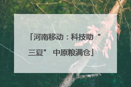 河南移动：科技助“三夏” 中原粮满仓
