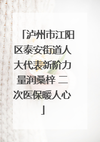 泸州市江阳区泰安街道人大代表新阶力量润桑梓 二次医保暖人心