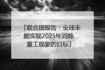 联合国报告：全球未能实现2025年消除童工现象的目标