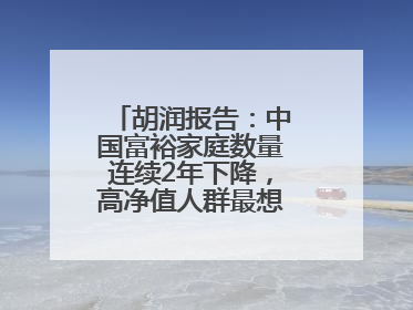 胡润报告：中国富裕家庭数量连续2年下降，高净值人群最想要“健康”
