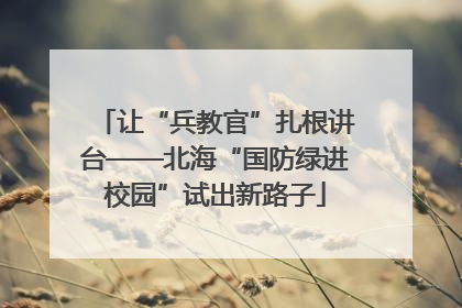让“兵教官”扎根讲台——北海“国防绿进校园”试出新路子