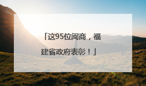 这95位闽商，福建省政府表彰！