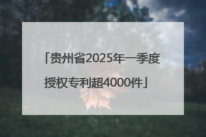 贵州省2025年一季度授权专利超4000件