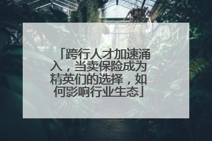 跨行人才加速涌入，当卖保险成为精英们的选择，如何影响行业生态