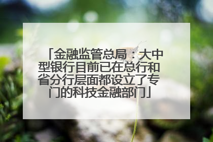 金融监管总局：大中型银行目前已在总行和省分行层面都设立了专门的科技金融部门