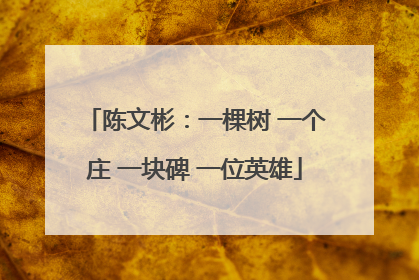 陈文彬：一棵树 一个庄 一块碑 一位英雄