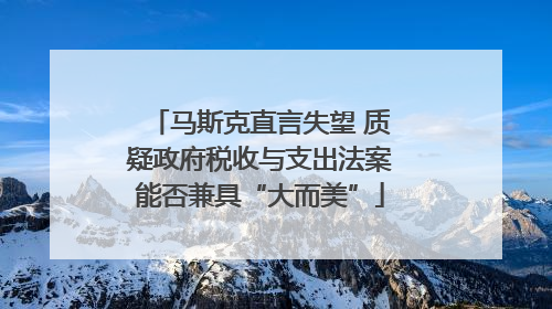 马斯克直言失望 质疑政府税收与支出法案能否兼具“大而美”