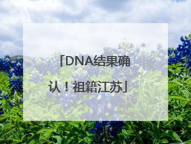 DNA结果确认！祖籍江苏